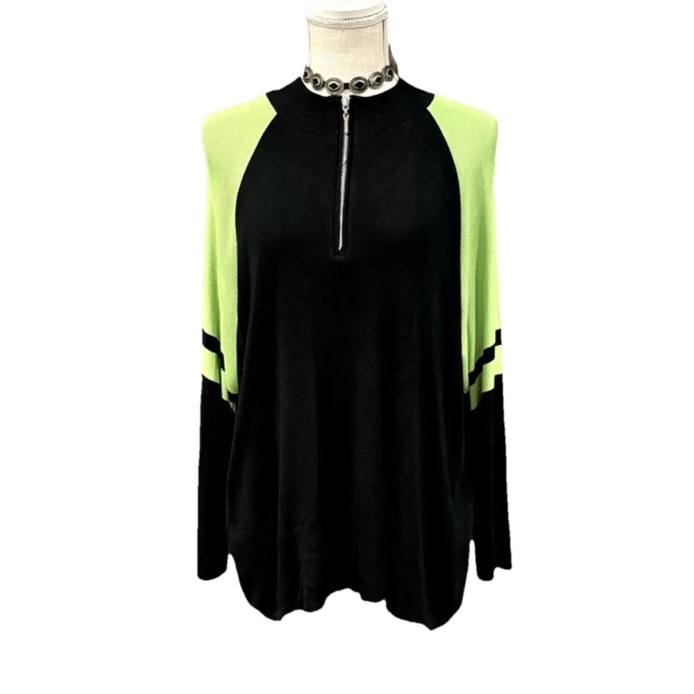 EMANUEL UNGARO LIBERTÉ VINTAGE WOMEN 1X COLORBLOCK QUARTER ZIP SWEATER PRISTINE